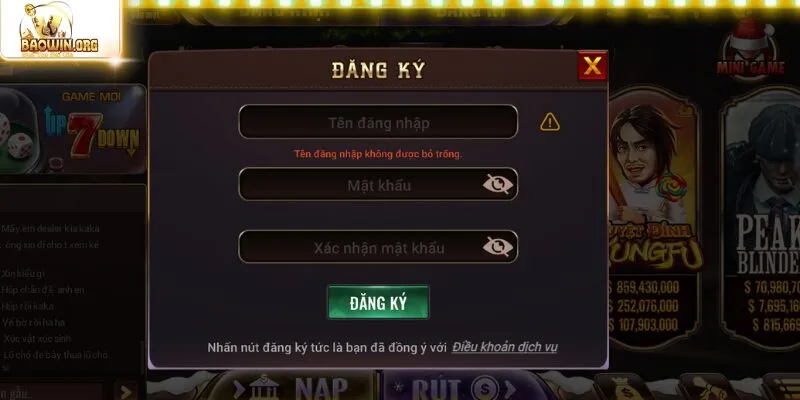 Thao tác truy cập trang chủ đăng ký baowin